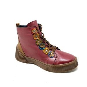SPRING STEP YEBA Leather BOOTS Bordeaux Multi